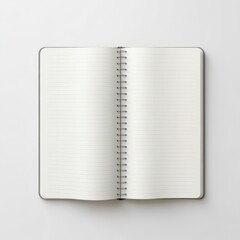 Poster - Open Spiral Notebook with Lined Pages on White Background - Ready for Writing and Planning.