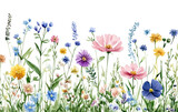 PNG Beautiful wild flower meadow flowers illustration watercolor.