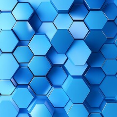 Aufkleber - Abstract geometric pattern of many hexagons in a bright blue color