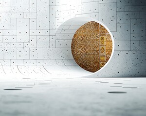 Aufkleber - Abstract gold geometric pattern white concrete background