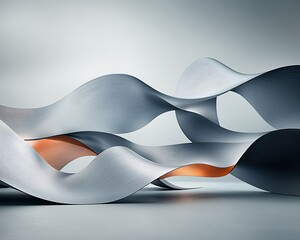 Poster - Abstract gray copper wave forms design