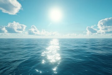 vast ocean ceiling under a bright sun illuminating tranquil water at midday