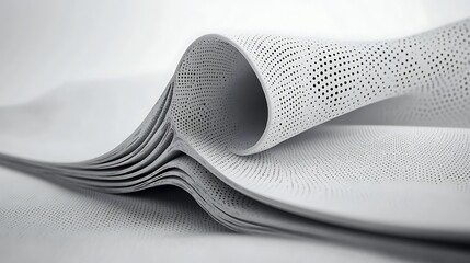 Poster - Abstract gray perforated layers flowing texture