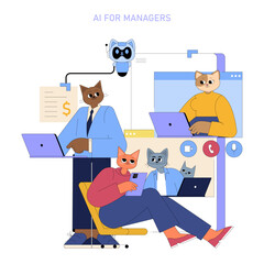 Poster - ai for managers. flat vector illustration