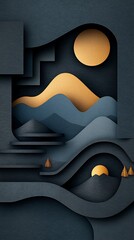 Poster - Abstract papercut landscape design