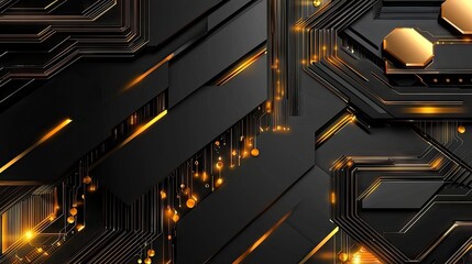 Leinwandbilder - High-tech deep black background with premium diagonal accents and a sleek modern touch.