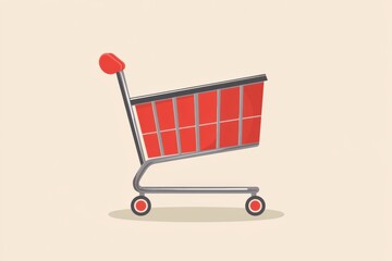 Aufkleber - Elegant flat design of an empty shopping cart on soft background showcasing modern art style suitable for online shopping themes Generative AI