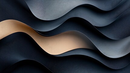 Poster - Abstract wave pattern dark blue beige background