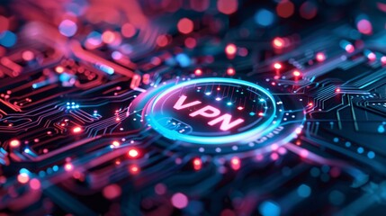 Poster - Network security technology showcasing virtual private network features for online protection and privacy