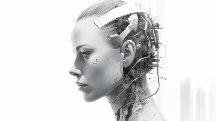 Aufkleber - Artificial intelligence concept on a clean white background, isolated for clarity and impact
