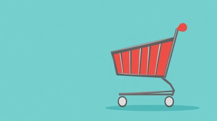 Aufkleber - Elegant flat design of an empty shopping cart ready for online shopping in a soft modern background Generative AI