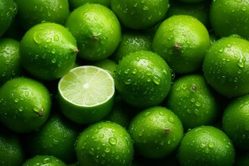 Poster - Seamless background design featuring repeated identical lime pieces for vibrant aesthetic appeal