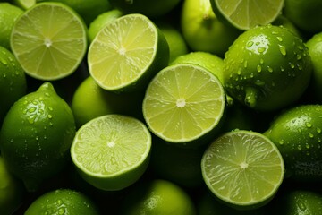 Poster - Seamless background design featuring repeated patterns of vibrant lime slices for visual appeal