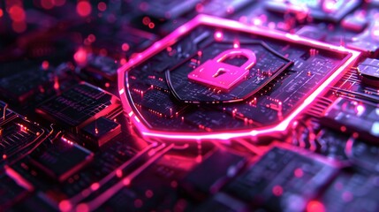 Poster - Online security and protection technologies highlighted with digital graphics in a vibrant design