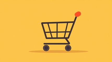 Aufkleber - Empty shopping cart design waiting for products with modern art in soft yellow background Generative AI