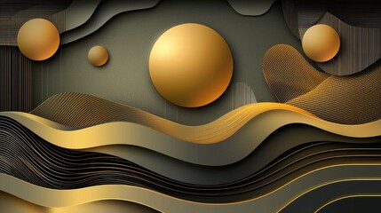 Leinwandbilder - Modern abstract background with metallic gold textures over dark gradients.