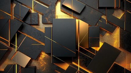 Poster - modern black background with diagonal streaks and soft metallic reflections.