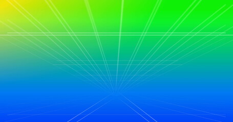 Poster - abstract digital art with vibrant green and blue gradient and geometric lines