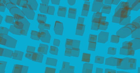 Poster - Abstract geometric shapes floating against blue background, creating modern design