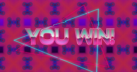 Poster - Retro digital interface with vibrant colors and bold You Win! message