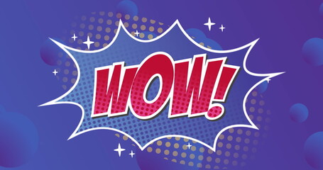 Poster - Comic-style WOW! text in vibrant pop art design with dynamic background