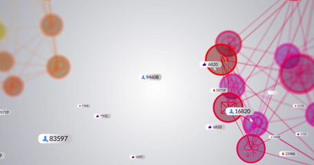 Poster - Image of social media icons on banners over networks of connections