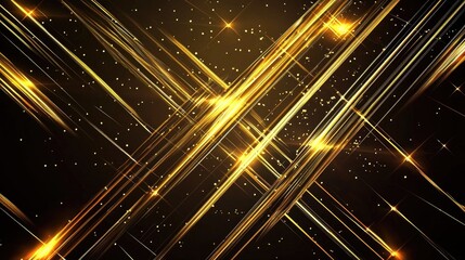 Poster - shimmering gold diagonal lines moving across a dark background with lighting effects.