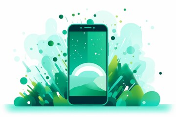 Aufkleber - Minimalist vector illustration of a modern phone on a white background with dotted texture