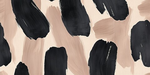 Poster - Abstract leopard print design featuring bold black and soft beige brush strokes on a light background