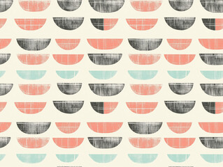 Aufkleber - Retro abstract pattern featuring subtle minimal shapes in repeating design with muted colors. geometric elements create vintage feel, perfect for backgrounds or textiles