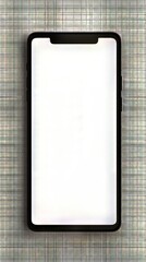 Poster - Isolated generic smartphone with illuminated display against a neutral grid background. Sleek, modern design.