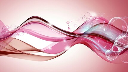 Poster - Soft pastel pink background with fluid wavy lines flowing seamlessly across the frame.