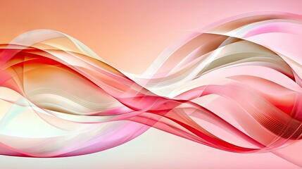 Poster - Soft pastel pink background with fluid wavy lines flowing seamlessly across the frame.