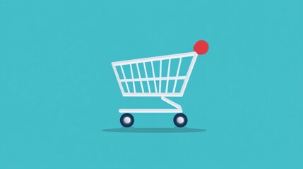 Aufkleber - Elegant flat design of an empty shopping cart on a soft background waiting for products in a modern art style Generative AI