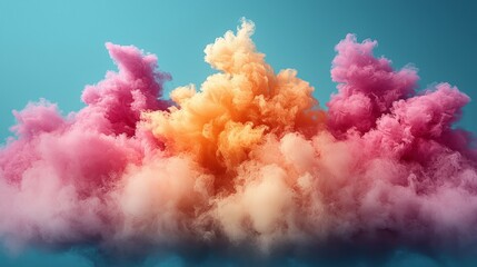 Wall Mural - a cloud of colored smoke on a blue background