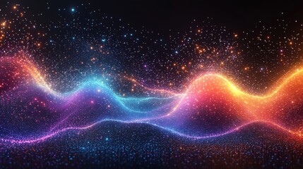 Wall Mural - a colorful wave of light on a black background