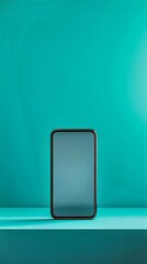 Poster - Sleek device stands out with reflective screen and minimalist design against a vibrant, turquoise backdrop.