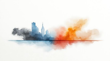 Poster - City skyline watercolor abstract