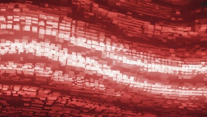 Poster - abstract red waves with pixelated texture creating a dynamic visual effect in digital art