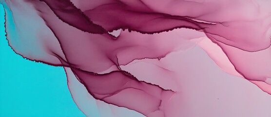 Poster - abstract composition with flowing shades of pink and turquoise creating a captivating visual experie
