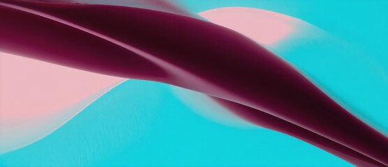 Poster - Abstract composition featuring flowing shapes in vibrant blue and soft pink hues with smooth curves and layered textures