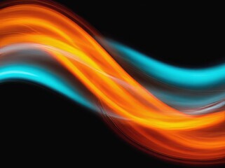 Poster - Colorful abstract lines create a vibrant flow against a black background in this dynamic digital artwork