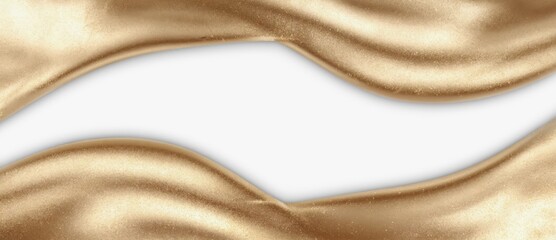 Poster - abstract golden waves flowing gracefully over a white background, creating a luxurious and elegant a