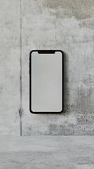 Poster - Modern phone with blank screen on textured concrete background. Minimalist design for your business or tech.