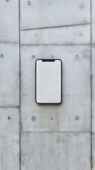 Poster - Digital Device Display: A modern cellphone with a blank white screen centered against a concrete backdrop