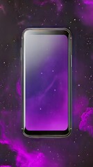 Poster - A cell phone with a space background, showcasing a cosmic display on the screen, framed by galaxy details.