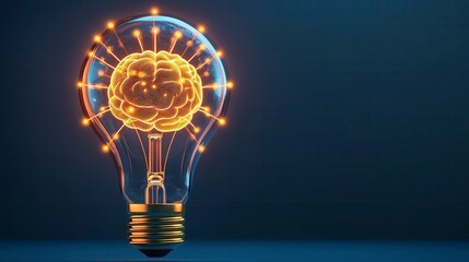 Poster - Light bulb infused with a brain design, symbolizing creativity and innovative ideas.