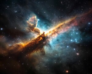 Aufkleber - Cosmic nebula swirling gas and dust