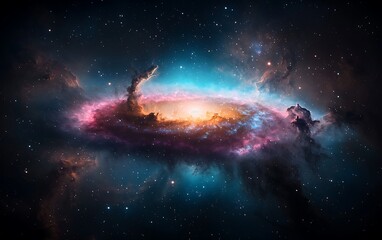 Poster - Cosmic nebula swirls colorful space background