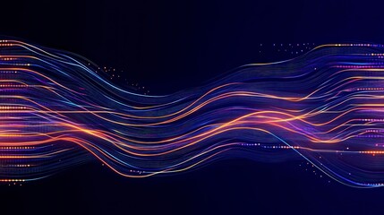 Poster - abstract lines create a dynamic wave effect on a dark background, representing movement and energy.